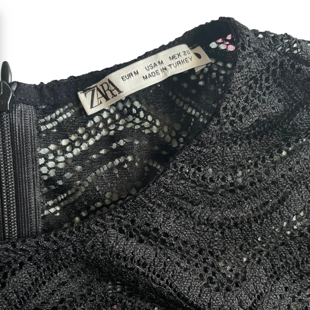 Zara Sheer Lace Long Sleeve Crop Top NEW